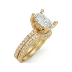 2.78 CTTW Cushion Hidden Halo Engagement Ring | Pave Solitaire in 10K Yellow Gold thumbnail 2