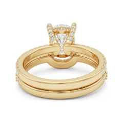 2.78 CTTW Cushion Hidden Halo Engagement Ring | Pave Solitaire in 10K Yellow Gold thumbnail 3