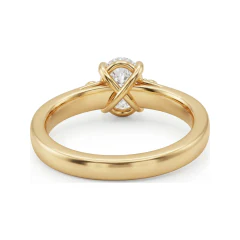 1.21 CTTW Oval Three Stone Ring | Round Accent Engagement Ring in 10K Yellow Gold thumbnail 3
