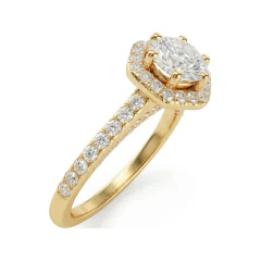 1.88 CTTW Cathedral Halo Engagement Ring with Pave Band in 10K Yellow Gold thumbnail 2
