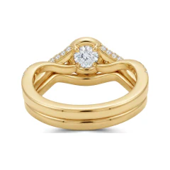 1.04 CTTW Round Halo Engagement Ring with Split Infinity Shank in 10K Yellow Gold thumbnail 3