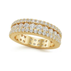 2.1 CTTW Multi-Row Pave Diamond Wide Wedding Band in 10K Yellow Gold thumbnail 1