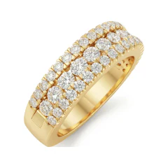 2.1 CTTW Multi-Row Pave Diamond Wide Wedding Band in 10K Yellow Gold thumbnail 2