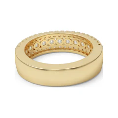2.1 CTTW Multi-Row Pave Diamond Wide Wedding Band in 10K Yellow Gold thumbnail 3