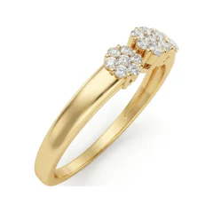 0.22 CTTW Floral Three-Stone Cluster Engagement Ring in 10K Yellow Gold thumbnail 2