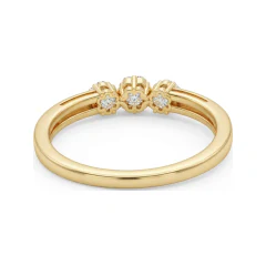 0.22 CTTW Floral Three-Stone Cluster Engagement Ring in 10K Yellow Gold thumbnail 3