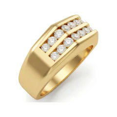 0.89 CTTW Mens Two-Row Channel Wedding Band | Wide Diamond Ring in 10K Yellow Gold thumbnail 2