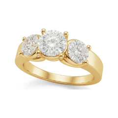 1.53 CTTW Classic Round Three Stone Engagement Ring | Prong Set in 10K Yellow Gold thumbnail 1
