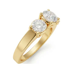 1.53 CTTW Classic Round Three Stone Engagement Ring | Prong Set in 10K Yellow Gold thumbnail 2