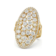 4.31 CTTW Vintage Dome Pave Cluster Cocktail Ring in 10K Yellow Gold thumbnail 1