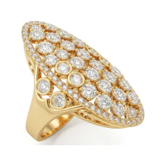 4.31 CTTW Vintage Dome Pave Cluster Cocktail Ring in 10K Yellow Gold thumbnail 2
