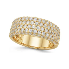 1.2 CTTW Wide Multi-Row Pave Eternity Band in 10K Yellow Gold thumbnail 1