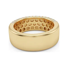 1.2 CTTW Wide Multi-Row Pave Eternity Band in 10K Yellow Gold thumbnail 3