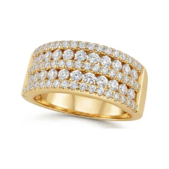 0.98 CTTW Wide Multi-Row Pave Wedding Band in 10K Yellow Gold thumbnail 1