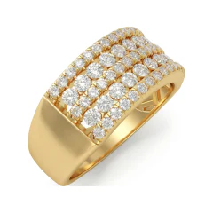0.98 CTTW Wide Multi-Row Pave Wedding Band in 10K Yellow Gold thumbnail 2