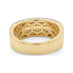 0.98 CTTW Wide Multi-Row Pave Wedding Band in 10K Yellow Gold thumbnail 3