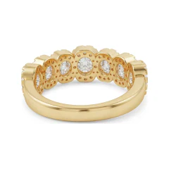 1.53 CTTW Five Stone Halo Wedding Band | Round Pave Ring in 10K Yellow Gold thumbnail 3
