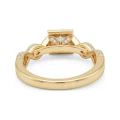 0.97 CTTW Vintage Princess Halo Split Shank Engagement Ring in 10K Yellow Gold thumbnail 3