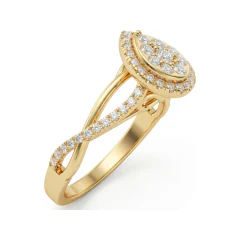 0.35 CTTW Pear Halo Infinity Split Shank Engagement Ring in 10K Yellow Gold thumbnail 2