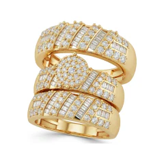 1.76 CTTW Baguette Multi-Row Channel Wide Band in 10K Yellow Gold thumbnail 1