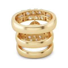 1.76 CTTW Baguette Multi-Row Channel Wide Band in 10K Yellow Gold thumbnail 3