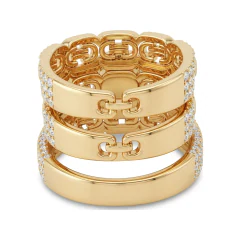0.95 CTTW Cushion Halo Cluster Bridal Set | Pave Engagement Set in 10K Yellow Gold thumbnail 3
