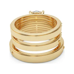 1.08 CTTW Halo Cluster Ring with Multi-Row Pave Shank in 10K Yellow Gold thumbnail 3