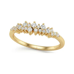 0.17 CTTW Floating Round Cluster Wedding Band in 10K Yellow Gold thumbnail 1