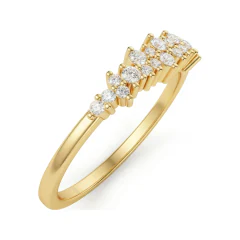 0.17 CTTW Floating Round Cluster Wedding Band in 10K Yellow Gold thumbnail 2