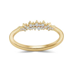 0.17 CTTW Floating Round Cluster Wedding Band in 10K Yellow Gold thumbnail 3