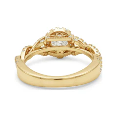 1.69 CTTW Two-Tone Halo Engagement Ring | Colored Center Stone in 10K Yellow Gold thumbnail 3