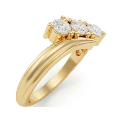 0.48 CTTW Three-Stone Bypass Ring, Crossover Shank in 10K Yellow Gold thumbnail 2