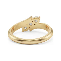 0.48 CTTW Three-Stone Bypass Ring, Crossover Shank in 10K Yellow Gold thumbnail 3