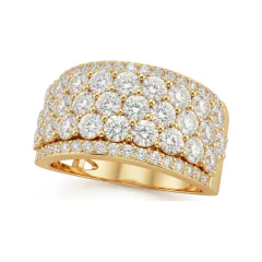 2.33 CTTW Multi-Row Dome Wedding Band | Wide Pave Ring in 10K Yellow Gold thumbnail 1