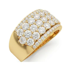 2.33 CTTW Multi-Row Dome Wedding Band | Wide Pave Ring in 10K Yellow Gold thumbnail 2