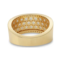 2.33 CTTW Multi-Row Dome Wedding Band | Wide Pave Ring in 10K Yellow Gold thumbnail 3