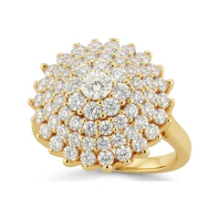 1.36 CTTW Filigree Dome Cluster Cocktail Ring in 10K Yellow Gold thumbnail 1