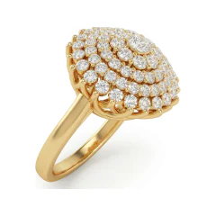 1.36 CTTW Filigree Dome Cluster Cocktail Ring in 10K Yellow Gold thumbnail 2