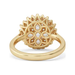 1.36 CTTW Filigree Dome Cluster Cocktail Ring in 10K Yellow Gold thumbnail 3