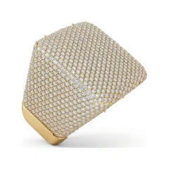 6.48 CTTW Mens Domed Cushion Pave Signet Ring in 10K Yellow Gold thumbnail 2