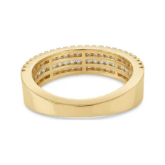 0.98 CTTW Baguette & Round Multi-Row Eternity Band in 10K Yellow Gold thumbnail 3