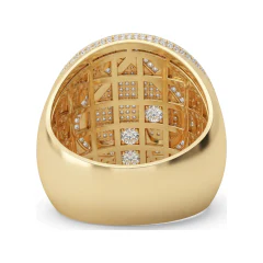 1.87 CTTW Mens Spade Signet Ring with Pave & Baguettes in 10K Yellow Gold thumbnail 3