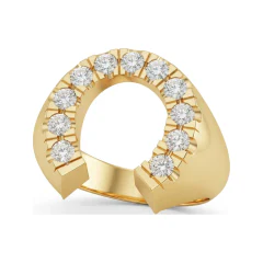 0.9 CTTW Mens Horseshoe Ring with Round Stones in 10K Yellow Gold thumbnail 1