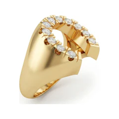 0.9 CTTW Mens Horseshoe Ring with Round Stones in 10K Yellow Gold thumbnail 2