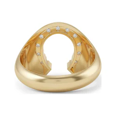 0.9 CTTW Mens Horseshoe Ring with Round Stones in 10K Yellow Gold thumbnail 3