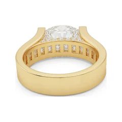 5.07 CTTW Oval Colored Stone Cocktail Ring, Multi-Row in 10K Yellow Gold thumbnail 3