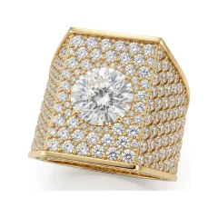 10.59 CTTW Mens Colored Stone Pave Cocktail Ring | Bold Ring in 10K Yellow Gold thumbnail 1