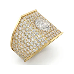 10.59 CTTW Mens Colored Stone Pave Cocktail Ring | Bold Ring in 10K Yellow Gold thumbnail 2