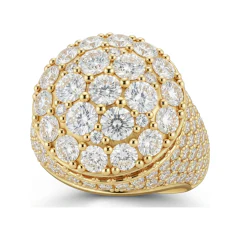 4.21 CTTW Domed Pave Cluster Cocktail Ring, Bombe Style in 10K Yellow Gold thumbnail 1