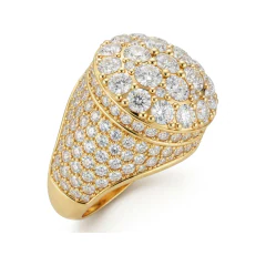 4.21 CTTW Domed Pave Cluster Cocktail Ring, Bombe Style in 10K Yellow Gold thumbnail 2
